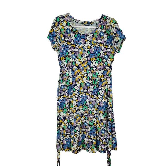 Toad&Co Dresses & Skirts - Toad Co Womens Mini Dress Size M Floral Organic Cotton Stretch Short Sleeve Belt
